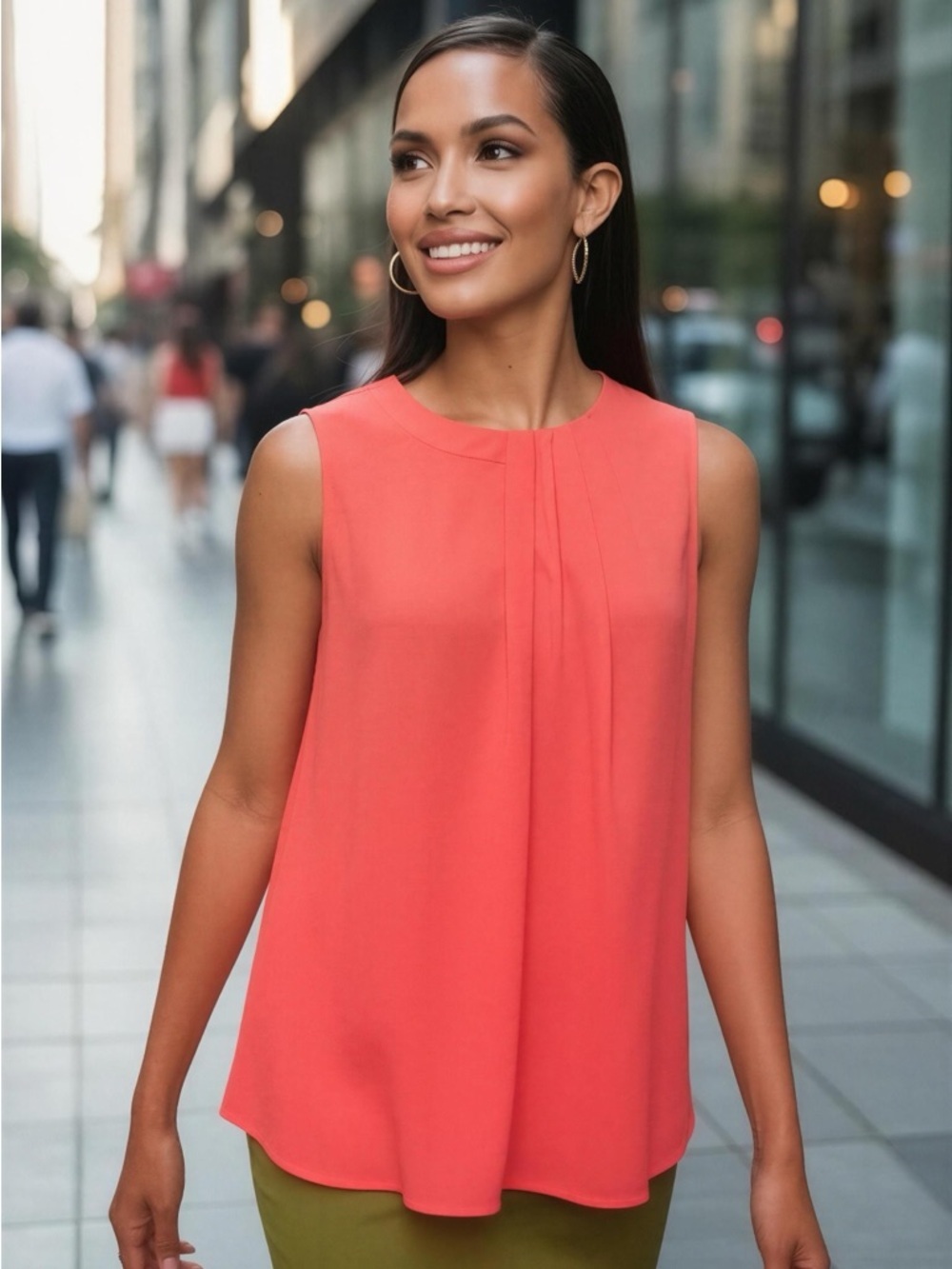 Covington Coral Sleeveless Blouse